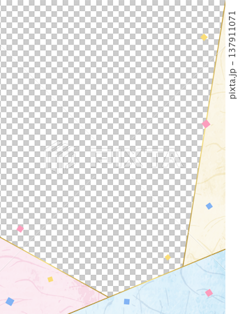 Japanese paper-style frame, Japanese-style background material, confetti decoration, vertical orientation 137911071