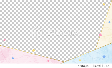 Japanese paper-style frame, Japanese-style background material, confetti decoration, 16:9 aspect ratio. 137911072