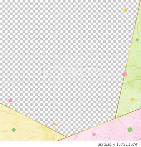 Japanese paper-style frame, Japanese-style background material, confetti decoration, square size 137911074