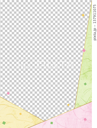 Japanese paper-style frame, Japanese-style background material, confetti decoration, vertical orientation 137911075