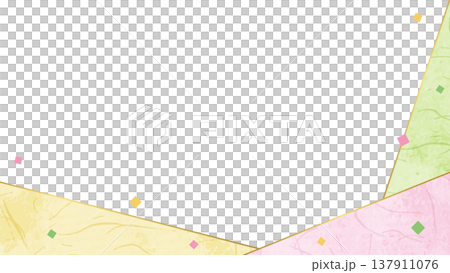 Japanese paper-style frame, Japanese-style background material, confetti decoration, 16:9 aspect ratio. 137911076