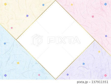 和紙風のフレーム、和風の背景素材、紙吹雪のデコレーション 137911351