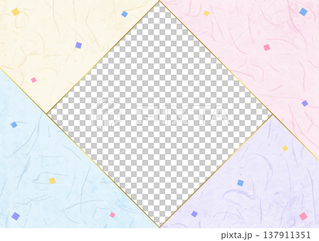 和紙風のフレーム、和風の背景素材、紙吹雪のデコレーション 137911351