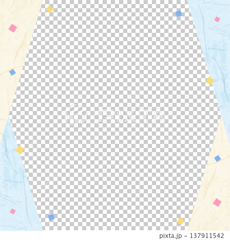日式紙藝相框，日式背景布，彩紙屑裝飾，正方形 137911542