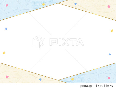 和紙風のフレーム、和風の背景素材、紙吹雪のデコレーション 和紙風のフレーム、和風の背景素材、紙吹雪のデコレーション 137911675