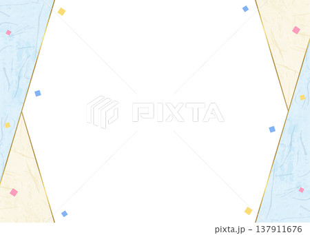 和紙風のフレーム、和風の背景素材、紙吹雪のデコレーション 和紙風のフレーム、和風の背景素材、紙吹雪のデコレーション 137911676