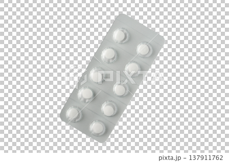 透明背景(png)に1枚の錠剤のシート 透明背景(png)に1枚の錠剤のシート 137911762