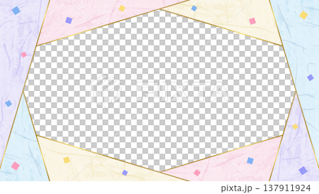 和紙風のフレーム、和風の背景素材、紙吹雪のデコレーション、16:9サイズ 137911924