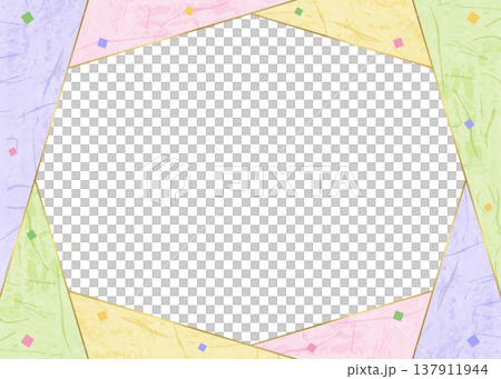 Japanese paper-style frame, Japanese-style background material, confetti decoration 137911944