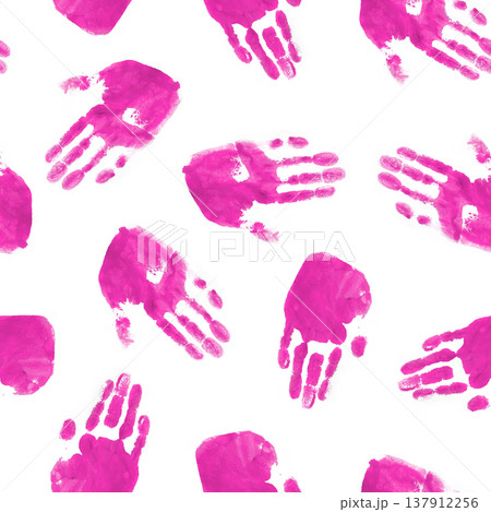 Pink Handprints on White Background Pink Handprints on White Background 137912256