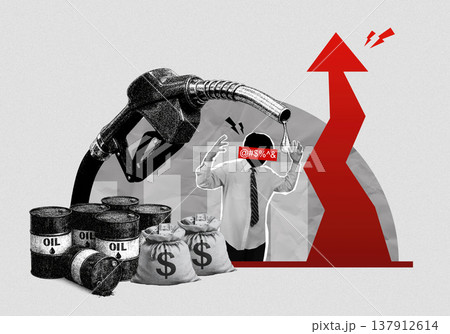 Economic Crisis. Rising oil prices and financial turmoil impacting business. Economic Crisis. Rising oil prices and financial turmoil impacting business. 137912614