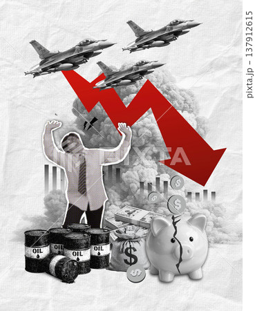 Oil Market Collapse. Economic distress due to falling oil prices and military conflicts. 137912615