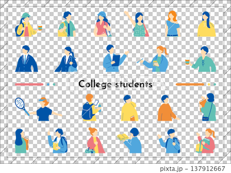 大学生イラストセット 大学生イラストセット 137912667