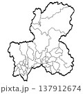 岐阜県地図・市町村区分のイラスト （筆タッチ） シンプル 137912674