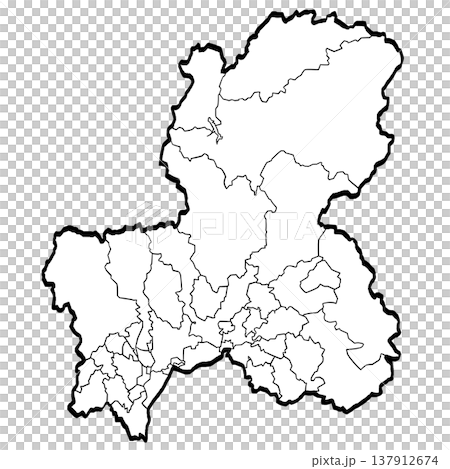 Illustration of Gifu Prefecture map and municipal divisions (brushstroke style) - simple Illustration of Gifu Prefecture map and municipal divisions (brushstroke style) - simple 137912674