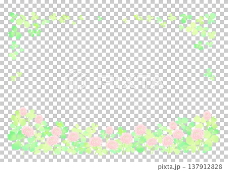 A pink clover frame that expands at the top and bottom of the screen. A pink clover frame that expands at the top and bottom of the screen. 137912828