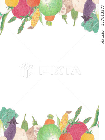 いろいろな野菜のフレーム　縦 137913377