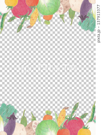 いろいろな野菜のフレーム　縦 137913377