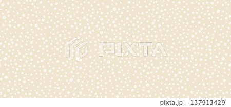 Tiny flower seamless pattern background. White and beige cute hand drawn ditzy floral repeated wallpaper. Vector romantic blossom motif for textile print, fabric swatch, dress pattern, wrapping paper 137913429