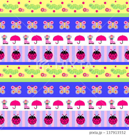 Cute Spring Garden Friends Seamless Pattern Cute Spring Garden Friends Seamless Pattern 137913552