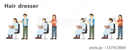 フラットイラスト：男女の美容師 137913600