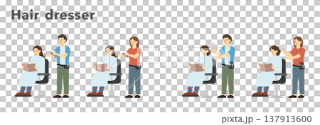 フラットイラスト：男女の美容師 137913600