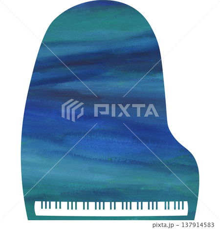 綺麗な水彩模様のグランドピアノのアイコンのイメージのイラスト 137914583