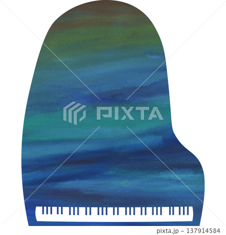綺麗な水彩模様のグランドピアノのアイコンのイメージのイラスト 137914584