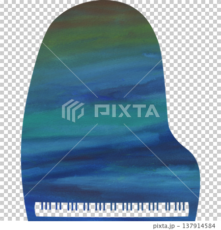 綺麗な水彩模様のグランドピアノのアイコンのイメージのイラスト 137914584