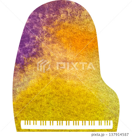 綺麗な水彩模様のグランドピアノのアイコンのイメージのイラスト 137914587