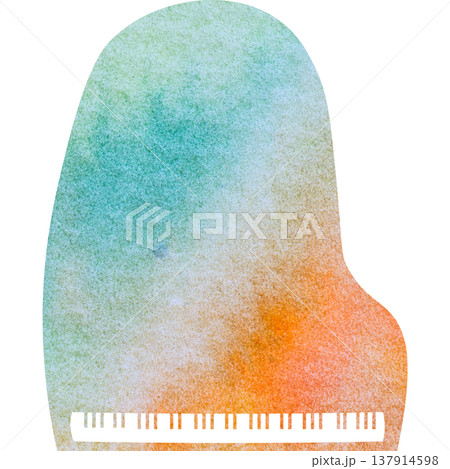 綺麗な水彩模様のグランドピアノのアイコンのイメージのイラスト 137914598