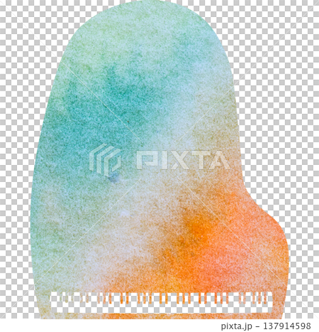 綺麗な水彩模様のグランドピアノのアイコンのイメージのイラスト 137914598