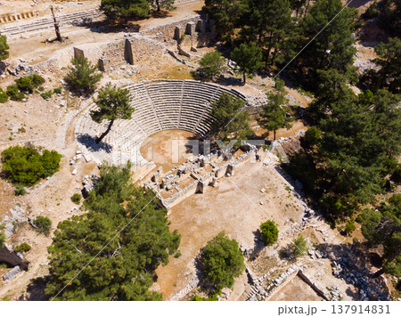 Drone photo of Arycanda, ancient city in Antalya Province Drone photo of Arycanda, ancient city in Antalya Province 137914831
