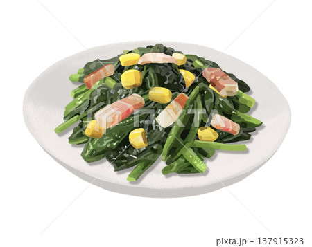ほうれん草のソテー（コーン、ベーコン付き） 137915323