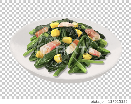 ほうれん草のソテー（コーン、ベーコン付き） 137915323
