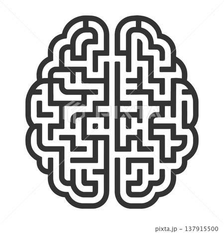 Maze Pattern Brain Symbolizing Complex Thinking 137915500