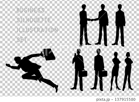 A set of silhouette illustrations for business scenes. A set of silhouette illustrations for business scenes. 137915580