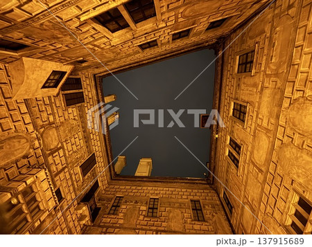 夜のチェスキークロムロフの城 137915689