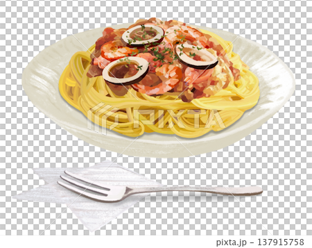 Pescatore pasta (with fork) Pescatore pasta (with fork) 137915758