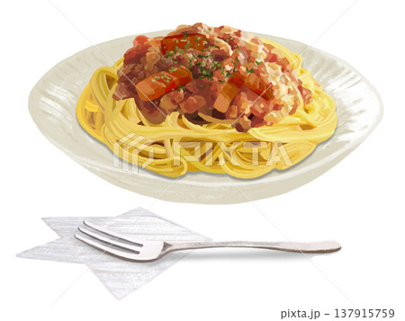 アマトリチャーナパスタ（フォーク付き） 137915759