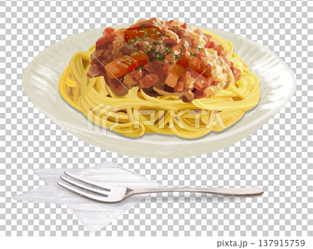 アマトリチャーナパスタ（フォーク付き） 137915759
