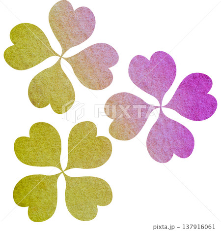 綺麗な水彩模様の四つ葉のクローバーのアイコンのイメージのイラスト 137916061