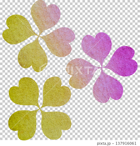 綺麗な水彩模様の四つ葉のクローバーのアイコンのイメージのイラスト 137916061