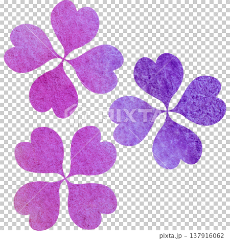 綺麗な水彩模様の四つ葉のクローバーのアイコンのイメージのイラスト 137916062