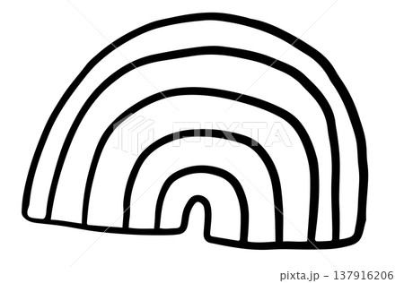 Hand drawn outline of rainbow for sticker, kid colouring book, art, tattoo, spring, summer, decoration, patch, brooch, shirt print, sign, symbol, emoji, Pride Month, sky and clouds Hand drawn outline of rainbow for sticker, kid colouring book, art, tattoo, spring, summer, decoration, patch, brooch, shirt print, sign, symbol, emoji, Pride Month, sky and clouds 137916206