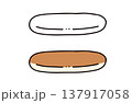 白黒と色つきのコッペパンのイラストセット 137917058
