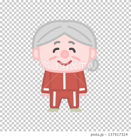 A set of cute illustrations of elderly women in gym clothes exercising. A set of cute illustrations of elderly women in gym clothes exercising. 137917324