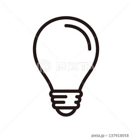 ひらめきを表すシンプルな電球のアイコン　白塗り 137918058
