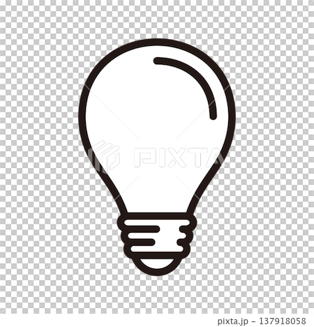 ひらめきを表すシンプルな電球のアイコン　白塗り 137918058