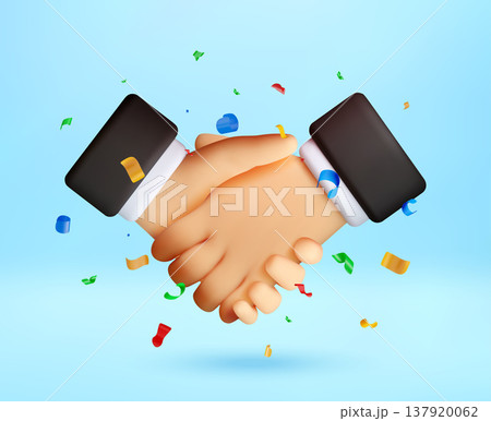 3d handshake with colorful confetti. 3d handshake with colorful confetti. 137920062